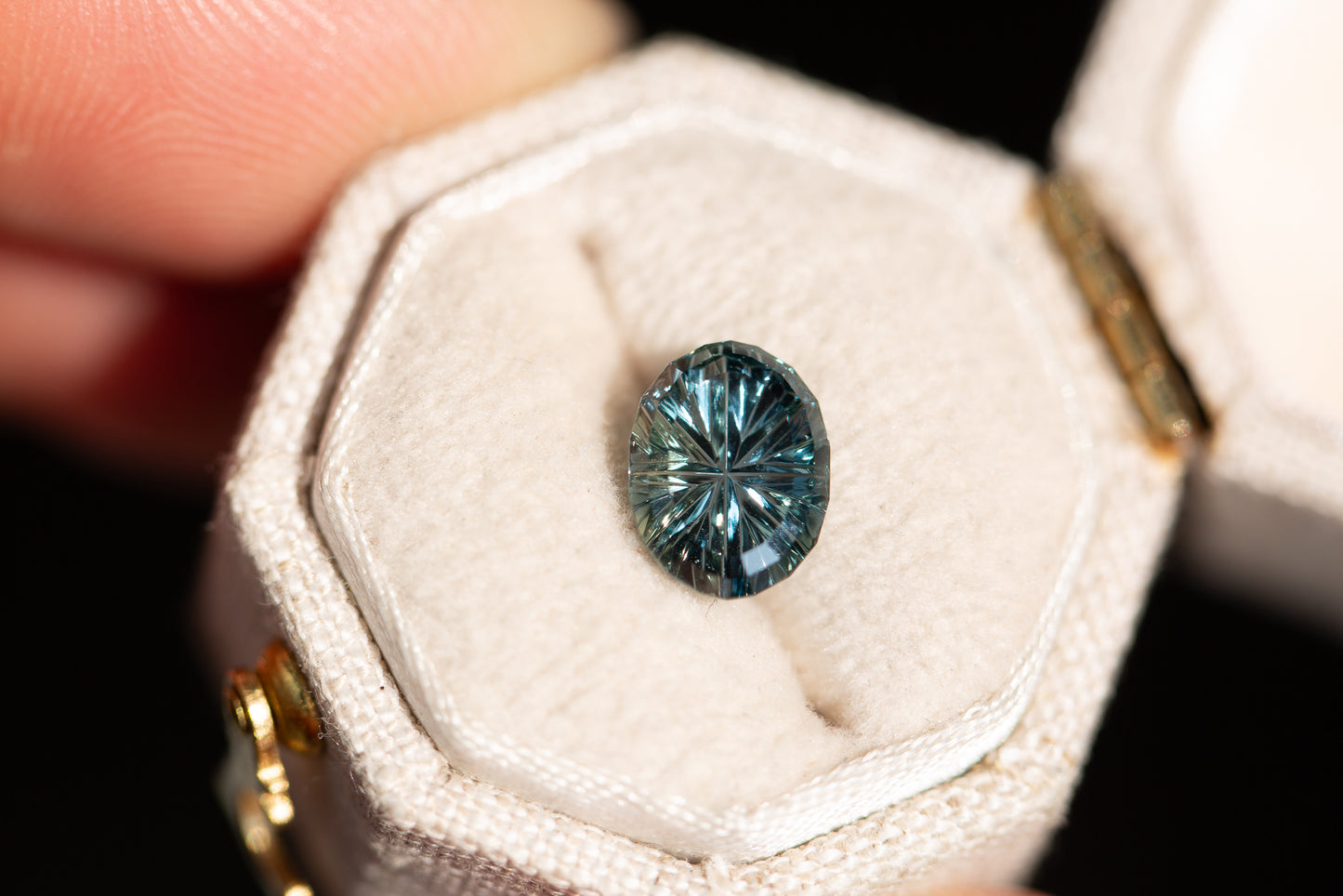 1.99ct blue green Starbrite sapphire cut by John Dyer