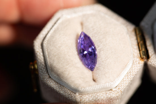 1.95ct marquise purple sapphire cut by John Dyer