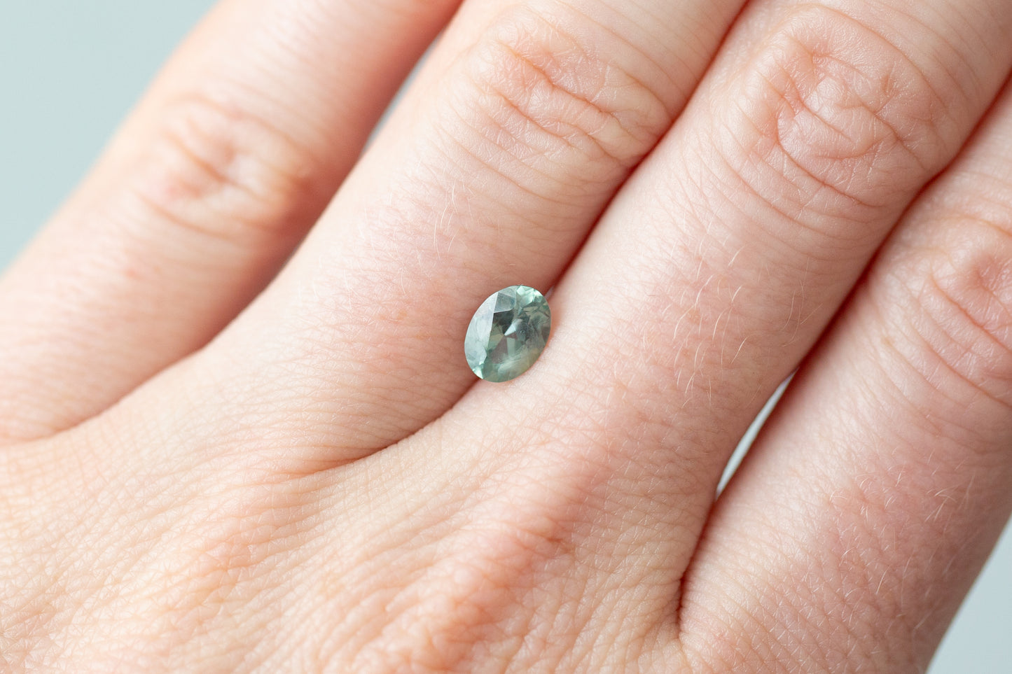 1.02ct Oval Light Aqua Green Sapphire