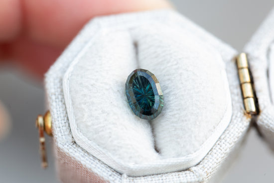 1.92ct oval dark blue green sapphire - Starbrite cut by John Dyer
