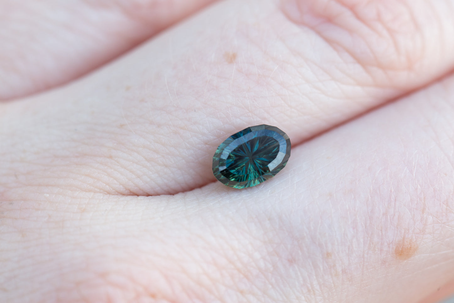1.92ct oval dark blue green sapphire - Starbrite cut by John Dyer