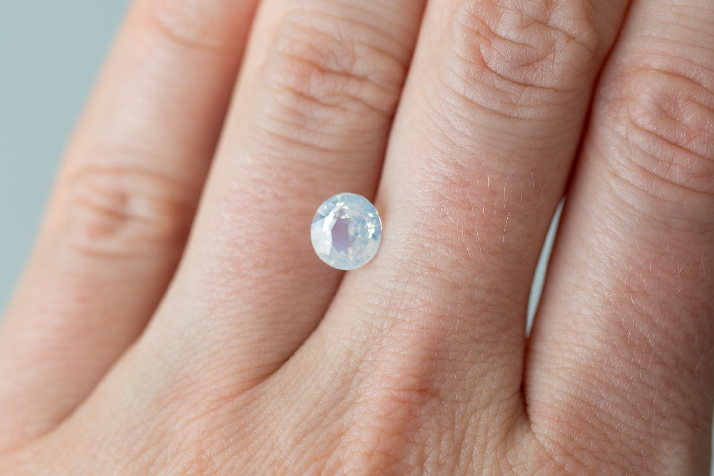 2.01ct Rounded Oval White Opalescent Sapphire