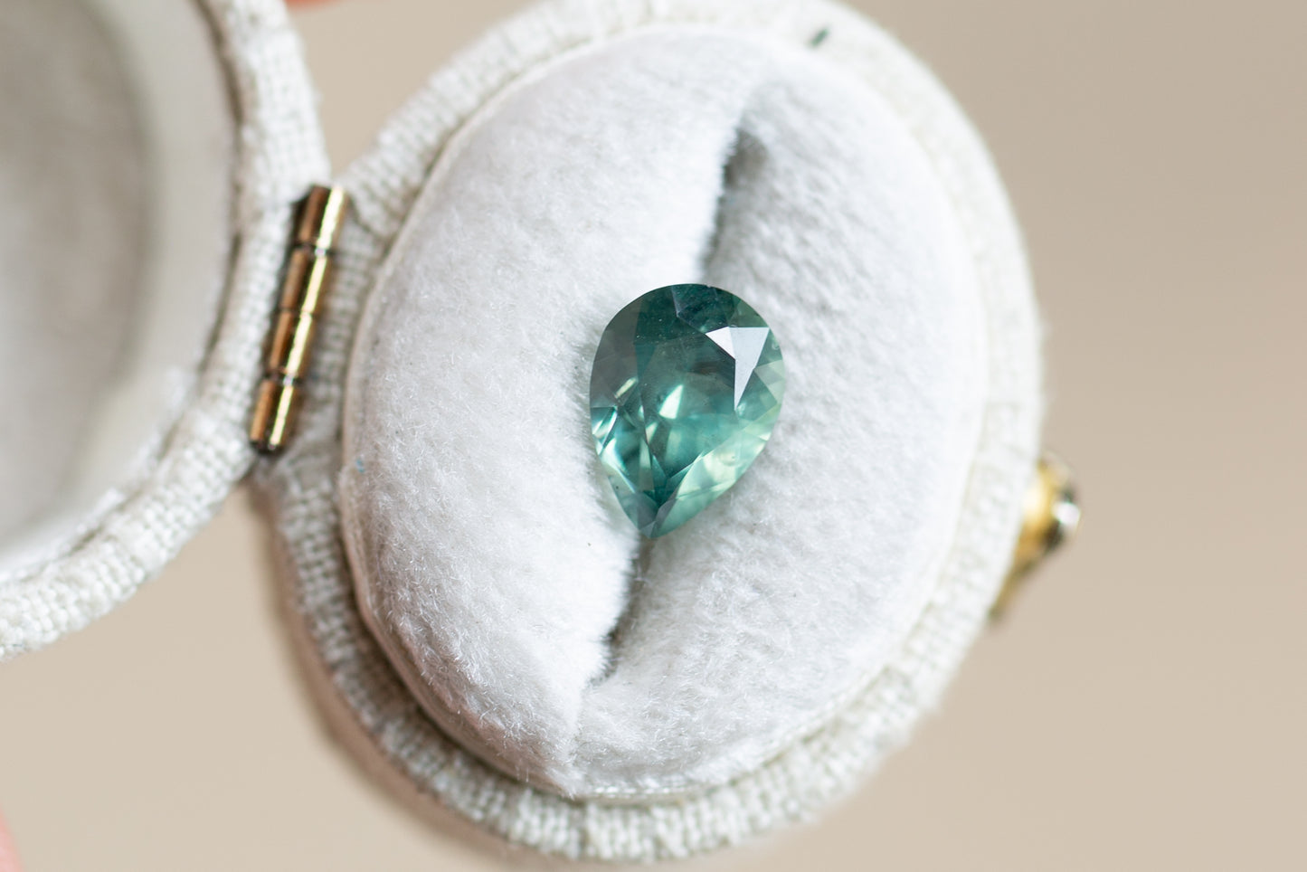 2.21ct Pear Green and Aqua Sapphire