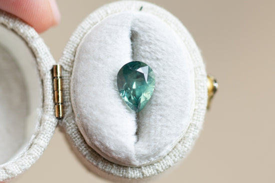 2.21ct Pear Green and Aqua Sapphire