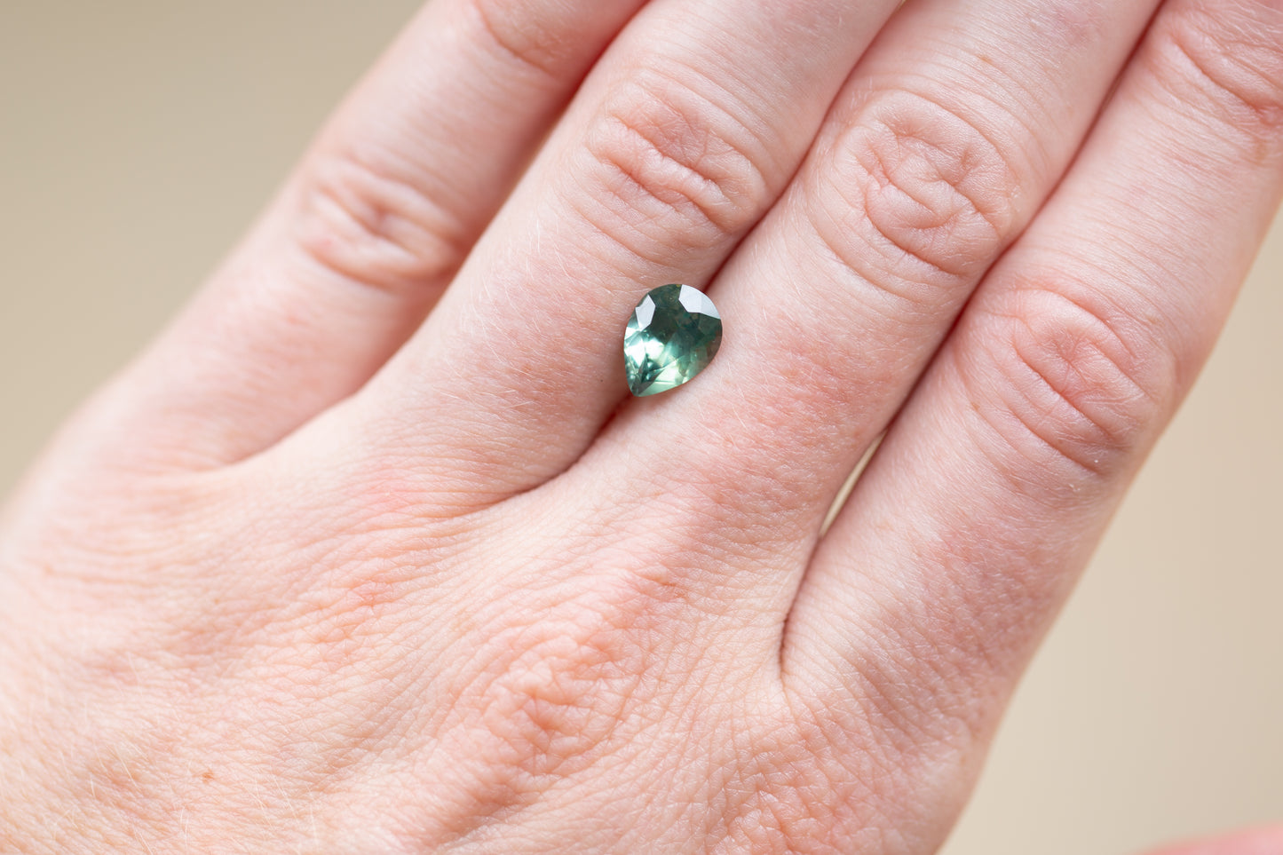 2.21ct Pear Green and Aqua Sapphire