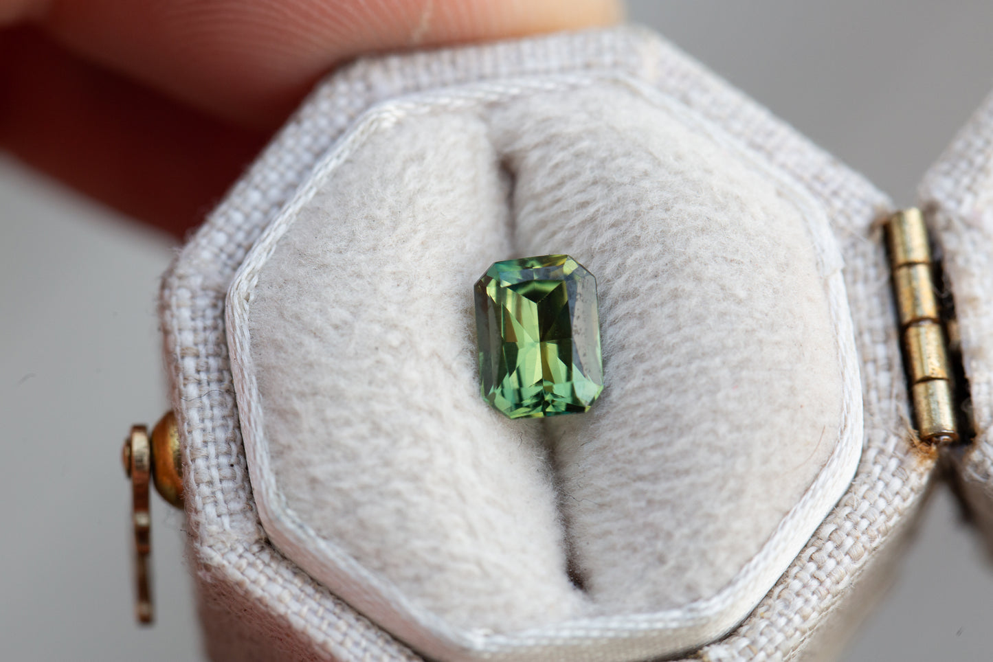 1.06ct emerald cut teal green sapphire