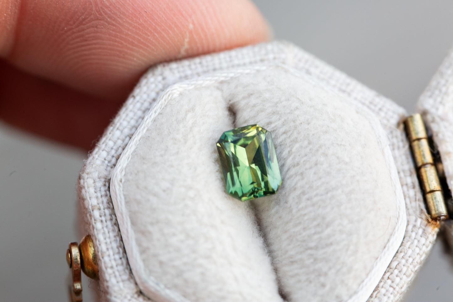 Load image into Gallery viewer, 1.06ct emerald cut teal green sapphire
