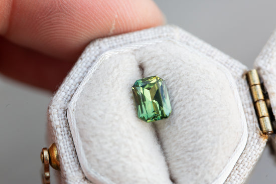 1.06ct emerald cut teal green sapphire