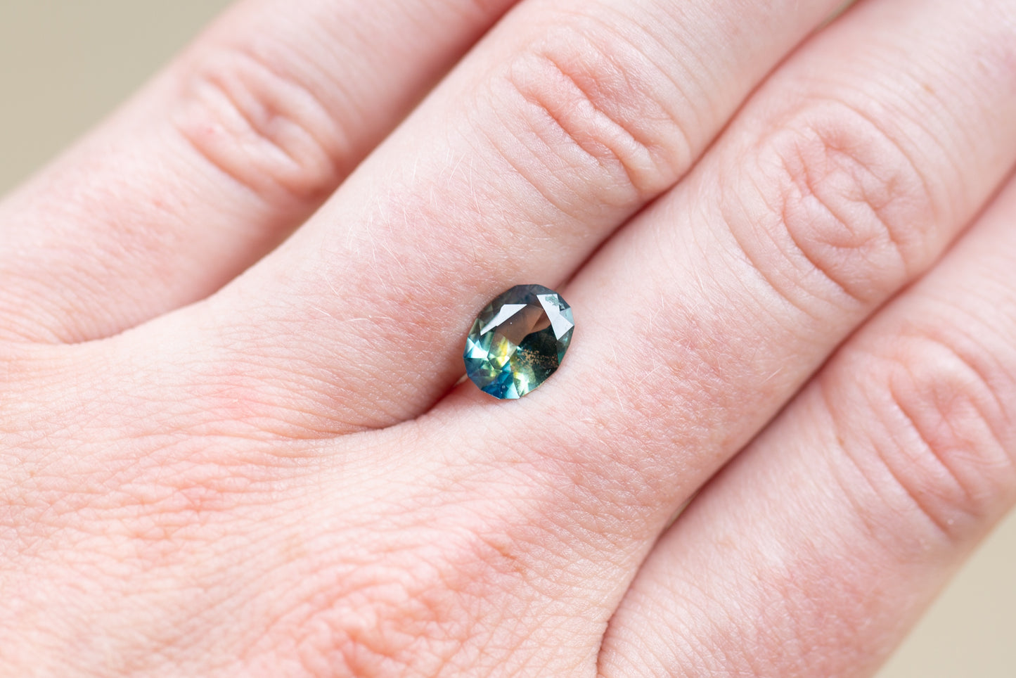 1.94ct Oval Blue Green Yellow Parti Sapphire