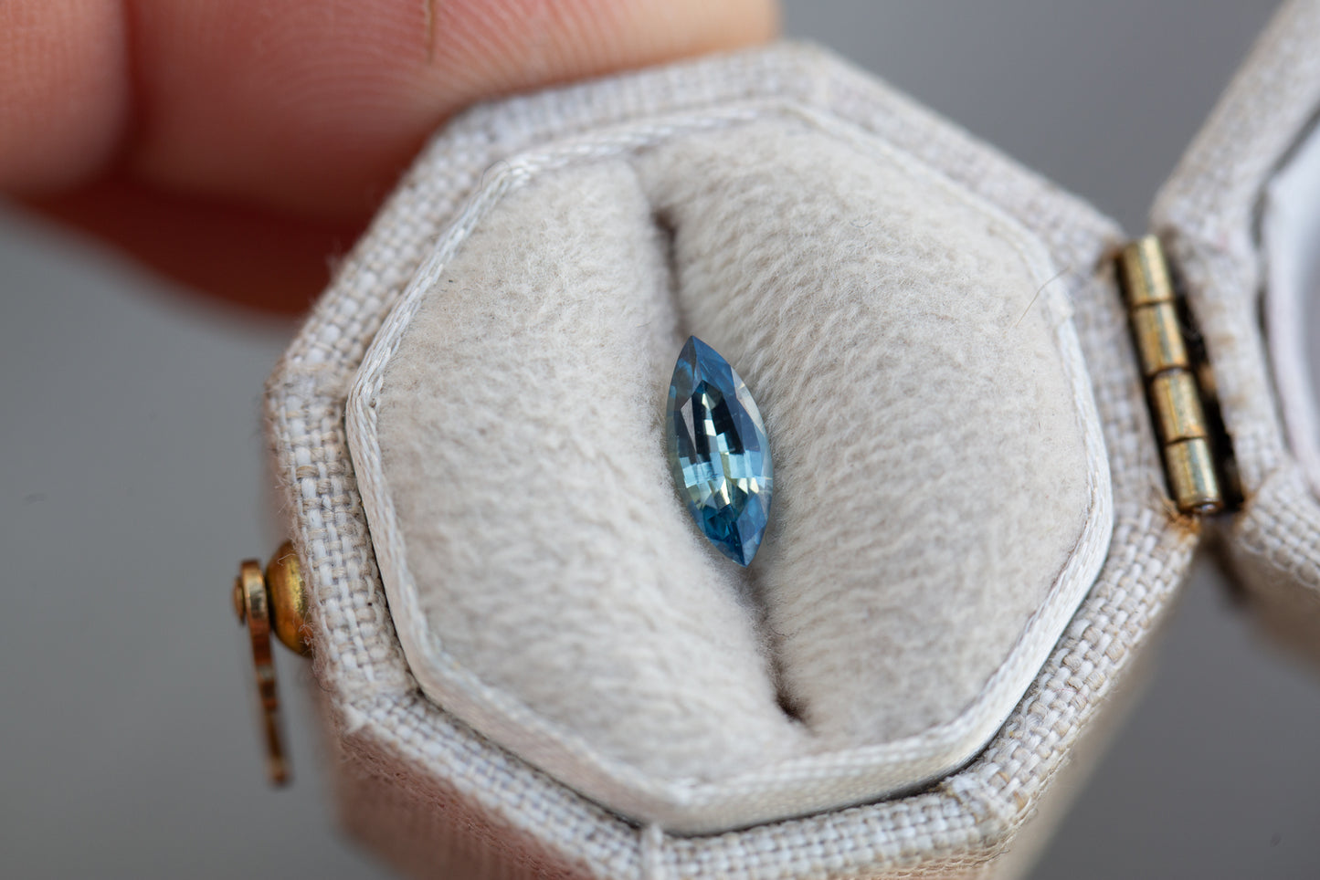 Load image into Gallery viewer, .495ct marquise blue teal sapphire
