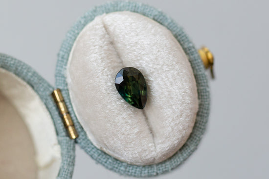 1.55ct Pear Deep Green Teal Sapphire