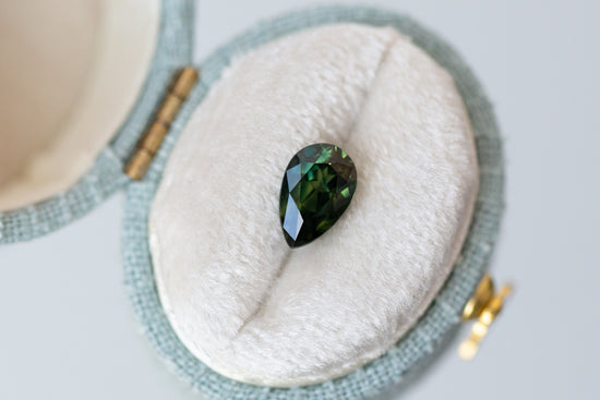 1.55ct Pear Deep Green Teal Sapphire