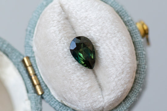 1.55ct Pear Deep Green Teal Sapphire