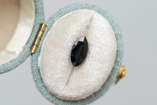 1.36ct Marquise Very Dark Blue Teal Sapphire