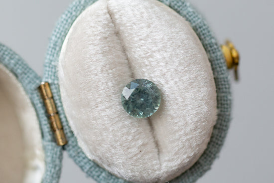 1.02ct Round Light Greenish Blue Sapphire