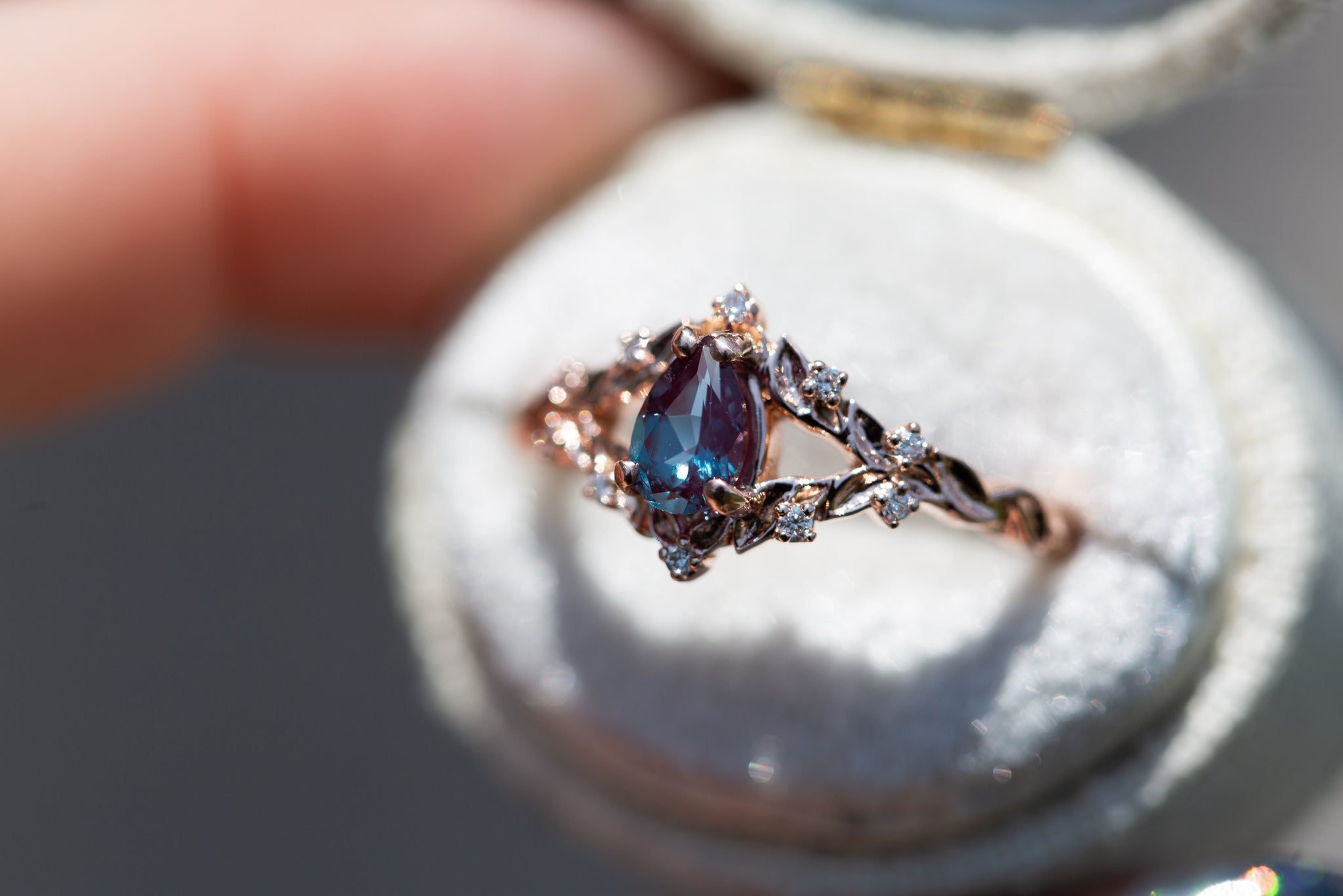 Briar Rose with 6x4mm pear lab alexandrite – Oore Jewelry
