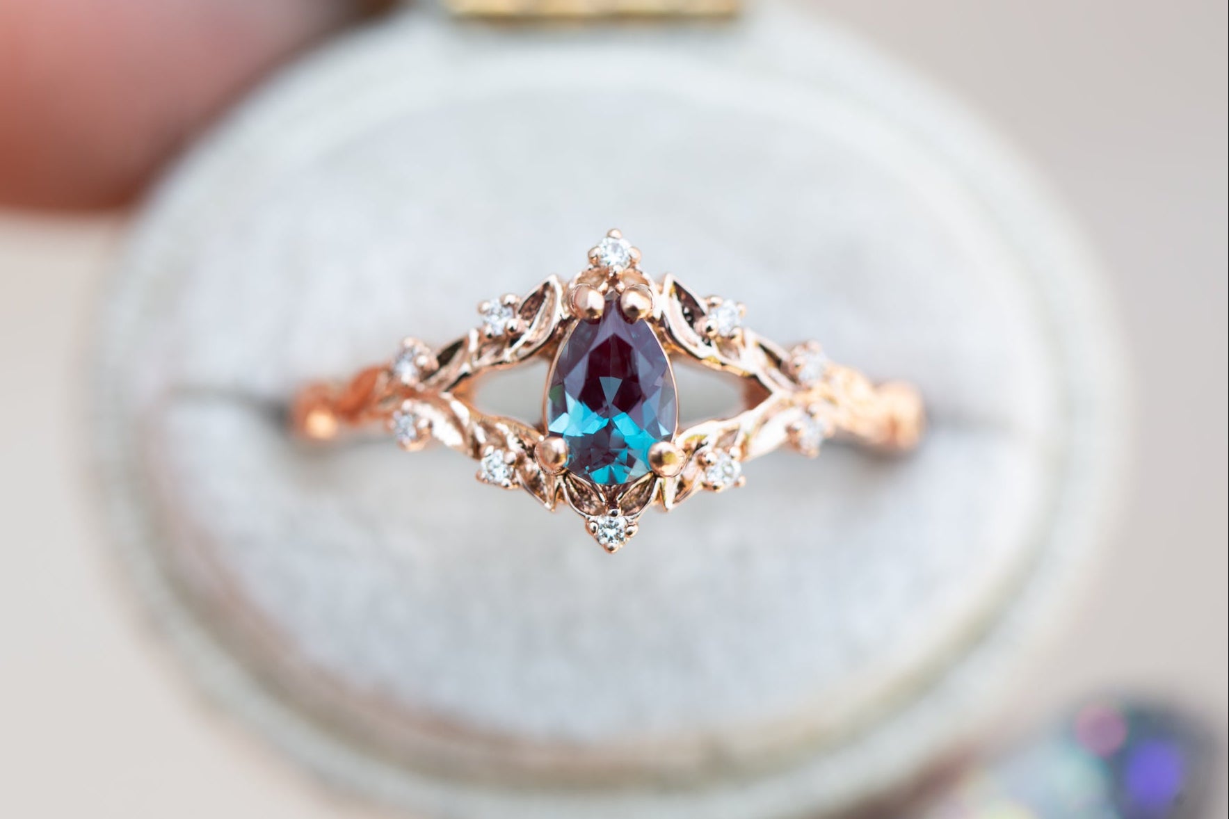 Briar Rose with 6x4mm pear lab alexandrite – Oore Jewelry