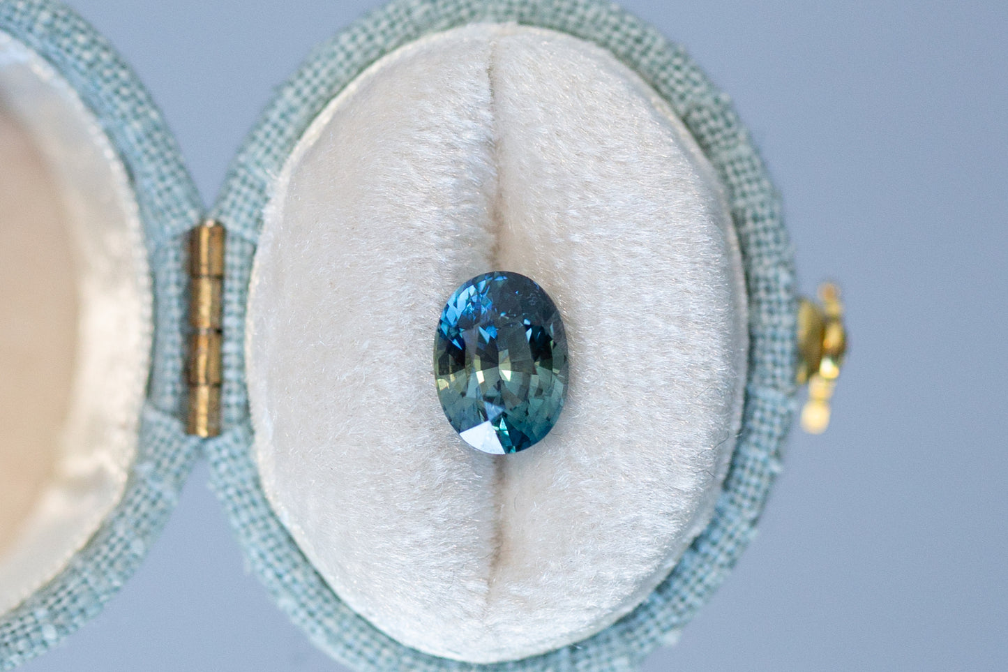 2.09ct Oval Bluish Green Teal Sapphire