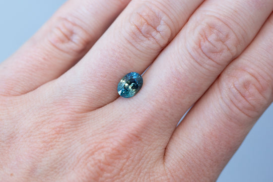 2.09ct Oval Bluish Green Teal Sapphire