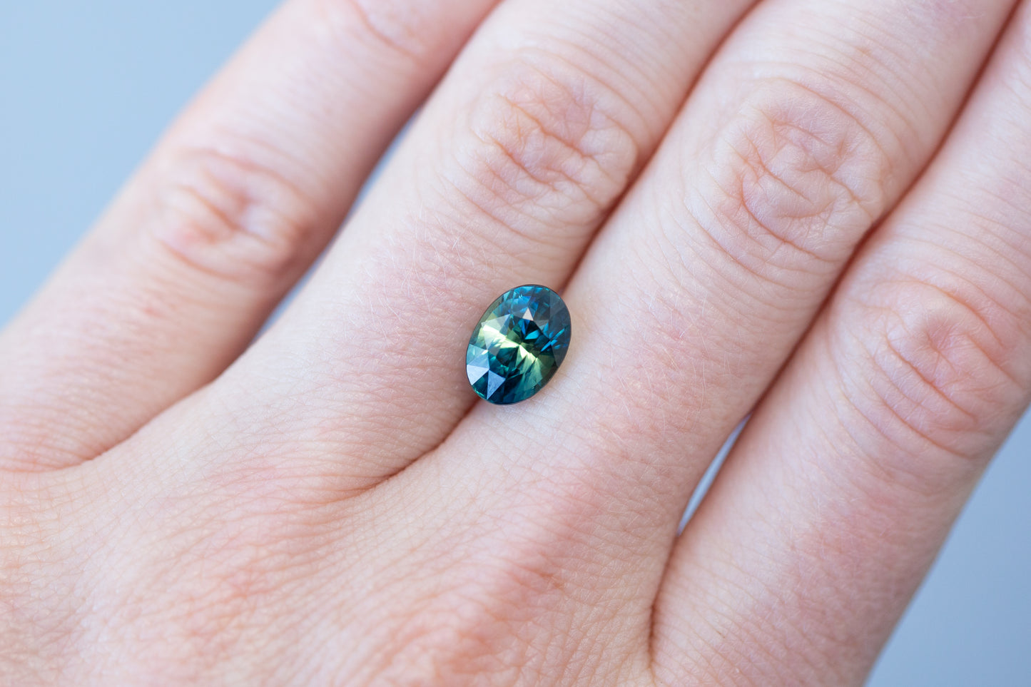 3.64ct Oval Blue and Green Sapphire