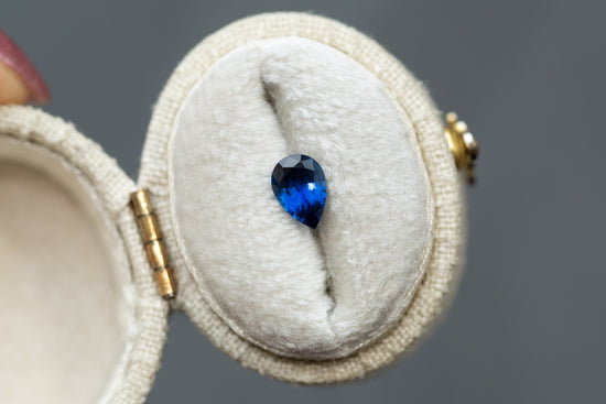 0.72ct Pear Deep Blue Sapphire