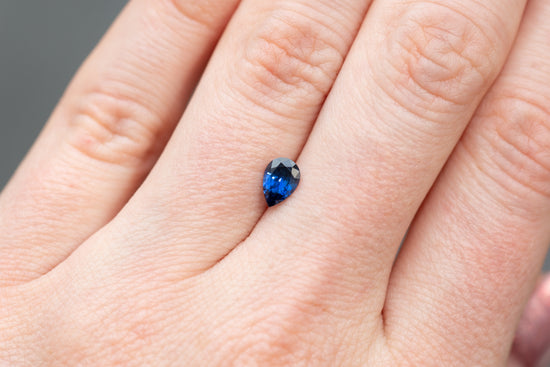 0.72ct Pear Deep Blue Sapphire