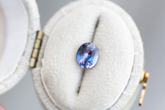 1.12ct oval bicolor purple/blue sapphire