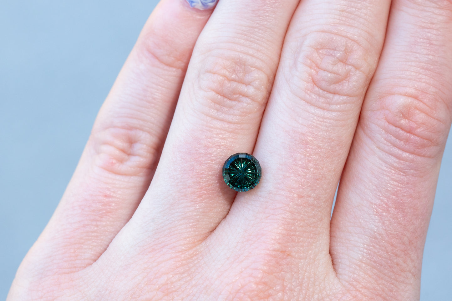 2.26ct Round Deep Teal Sapphire - Starbrite Cut by John Dyer