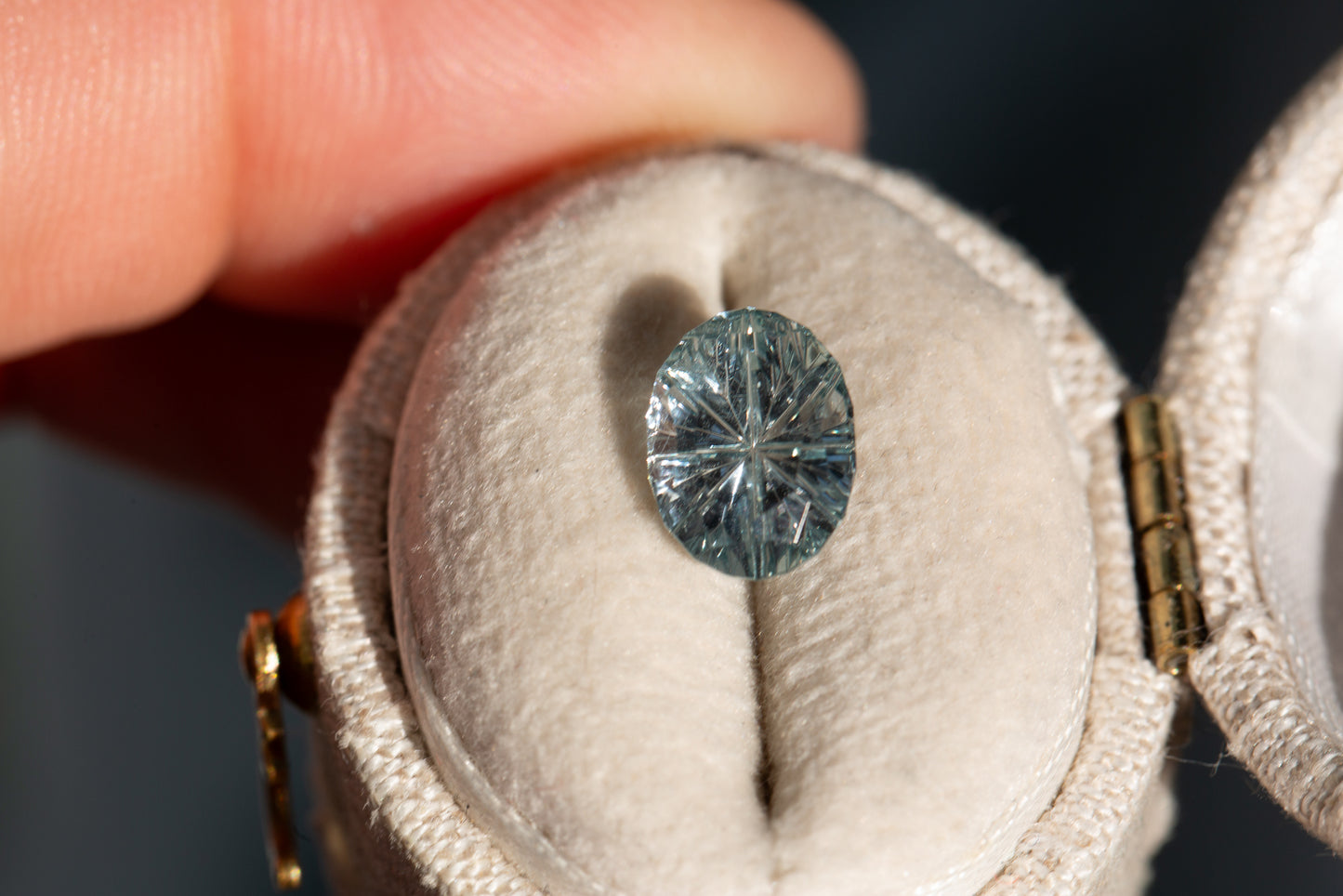 2.43ct oval silver light blue sapphire - Starbrite cut by John Dyer
