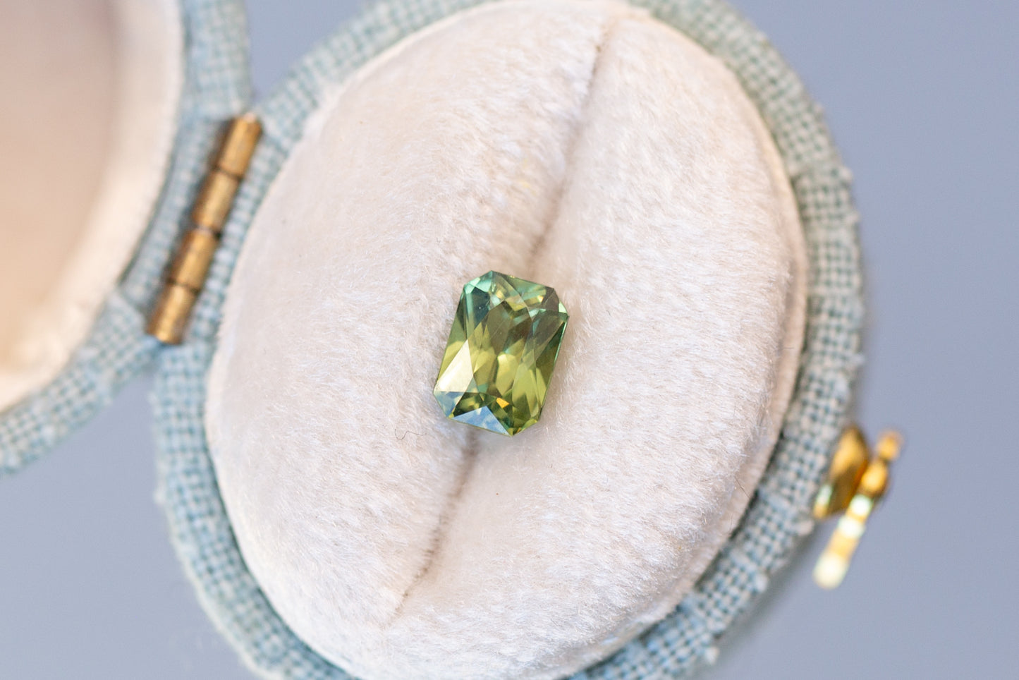 1.00ct Radiant Cut Yellowish Green Sapphire