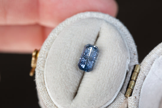 1.63ct rectangle blue sapphire - Starbrite cut by John Dyer