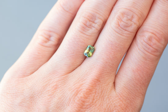 1.00ct Radiant Cut Yellowish Green Sapphire