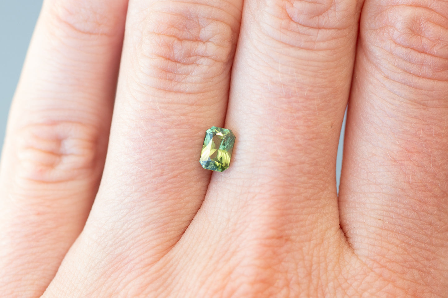 1.00ct Radiant Cut Yellowish Green Sapphire