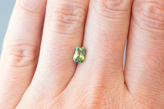 1.00ct Radiant Cut Yellowish Green Sapphire