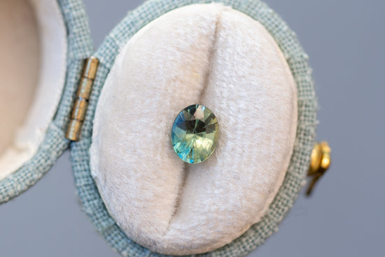 1.02ct Oval Light Green and Teal Sapphire