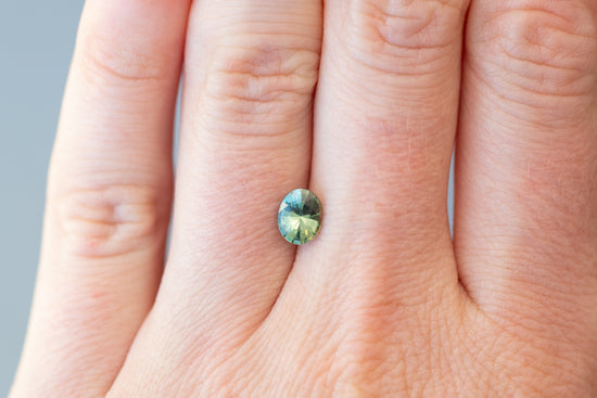 1.02ct Oval Light Green and Teal Sapphire