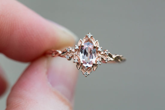 Load image into Gallery viewer, Briar rose halo with lab pink sapphire center
