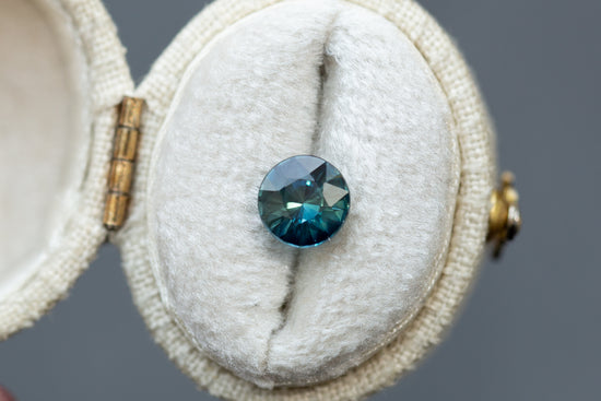 1.60ct Round Deeper Teal Green Sapphire