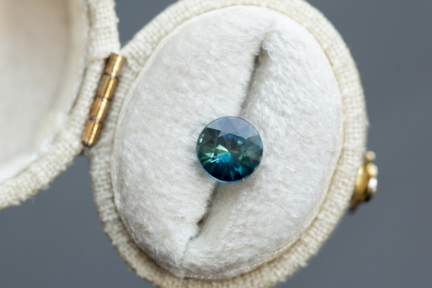 1.60ct Round Deeper Teal Green Sapphire