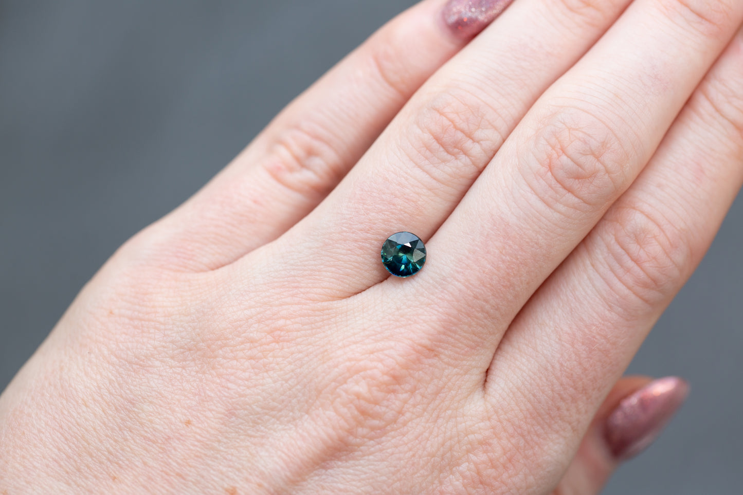 1.60ct Round Deeper Teal Green Sapphire