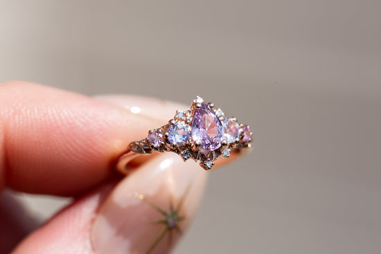 14k Lavender Sapphire & Diamond Cluster Engagement Ring | Ethical –  Lackadazee