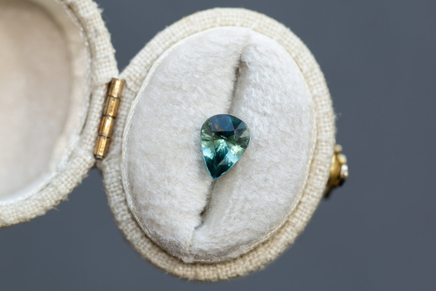 1.53ct Pear Bluish Green Teal Sapphire