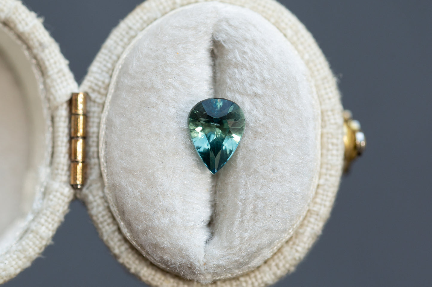 1.53ct Pear Bluish Green Teal Sapphire