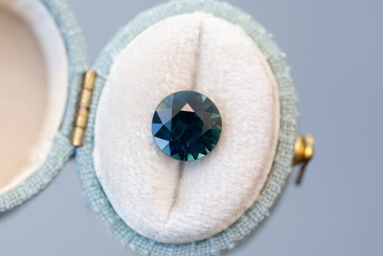 3.20ct Round Deep Teal Sapphire