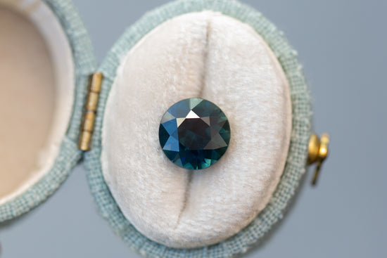 3.20ct Round Deep Teal Sapphire