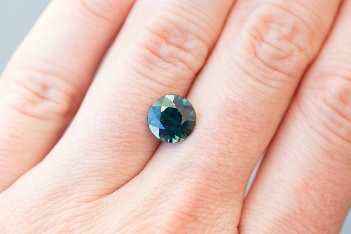 3.20ct Round Deep Teal Sapphire