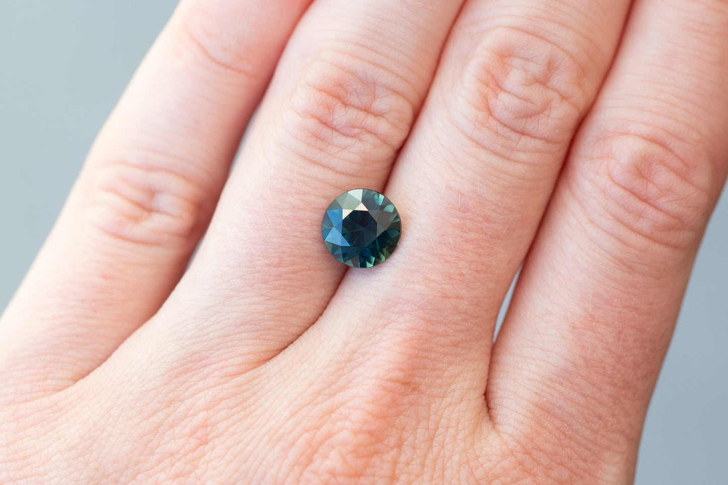 3.20ct Round Deep Teal Sapphire