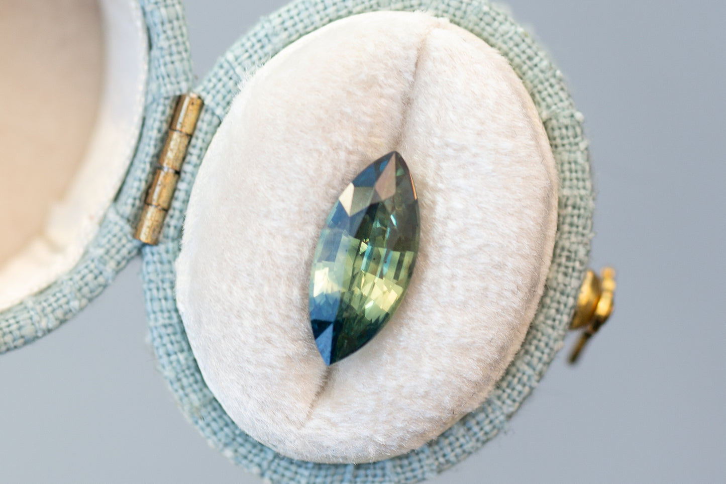 3.06ct Marquise Blue Teal and Yellowish Green Sapphire