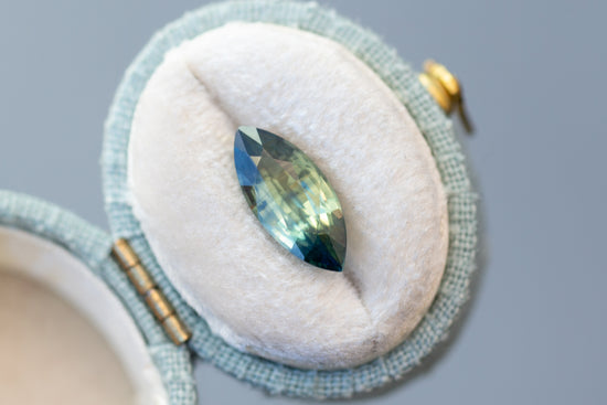 3.06ct Marquise Blue Teal and Yellowish Green Sapphire