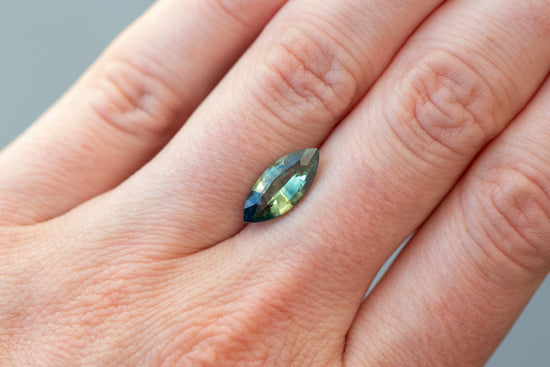 3.06ct Marquise Blue Teal and Yellowish Green Sapphire